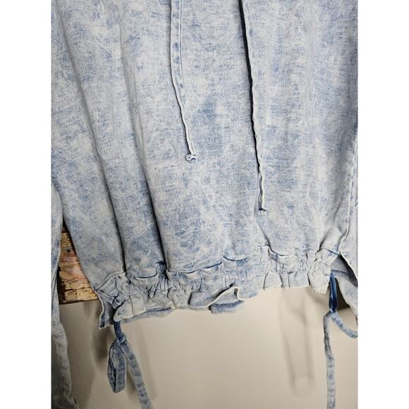 Blank NYC Acid Wash Retro Vibe Hooded Drawstring Sweatshirt Size Medium - Picture 4 of 9